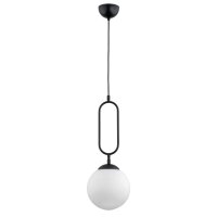 H&auml;ngeleuchte Metall Glas E27 &Oslash; 20 cm Retro H&auml;ngelampe Schwarz