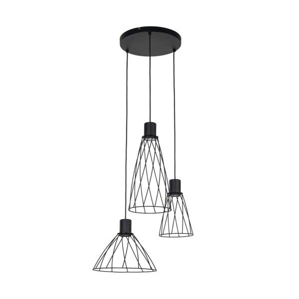 Pendelleuchte Schwarz Metall B:50 cm E27 zeitlos offen