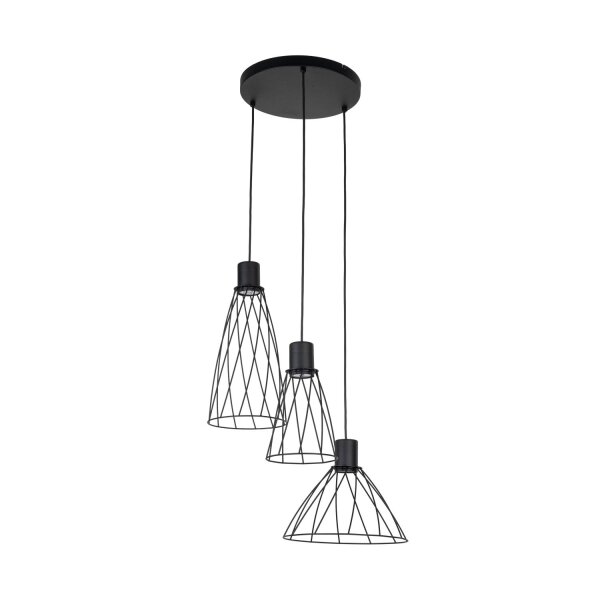 Pendelleuchte Schwarz Metall B:50 cm E27 zeitlos offen