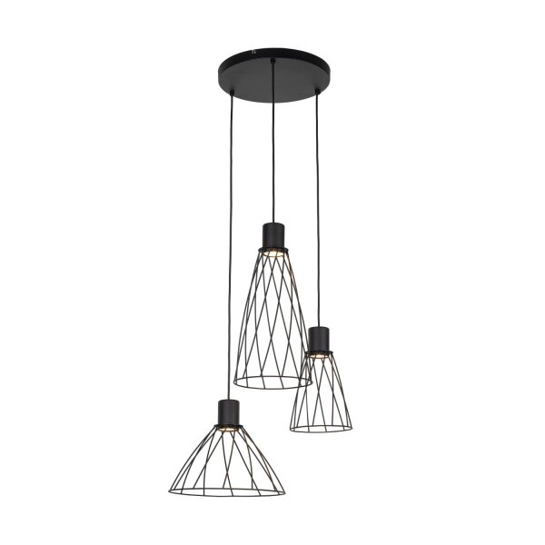 Pendelleuchte Schwarz Metall B:50 cm E27 zeitlos offen