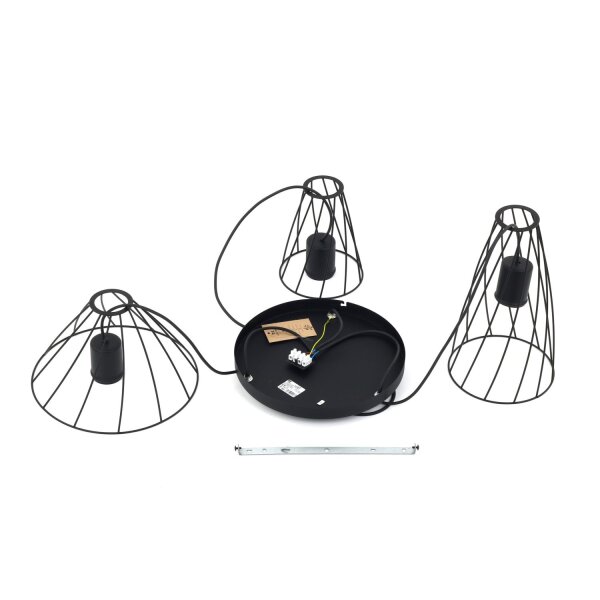 Pendelleuchte Schwarz Metall B:50 cm E27 zeitlos offen