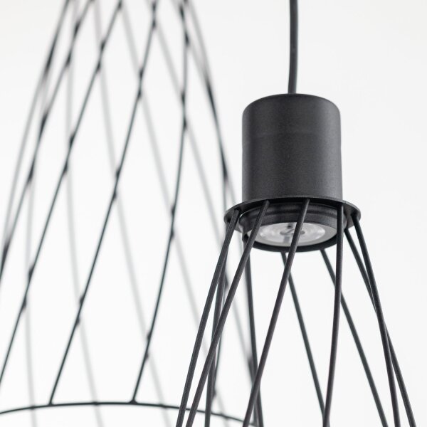 Pendelleuchte Schwarz Metall B:50 cm E27 zeitlos offen