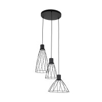 Pendelleuchte Schwarz Metall B:50 cm E27 zeitlos offen