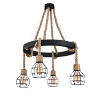 Pendelleuchte Seil Metall Schwarz B:75 cm E27 Industrie
