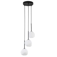 Pendelleuchte Glas Metall B:27 cm Wei&szlig; Schwarz G9