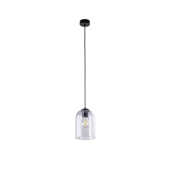 Pendelleuchte Metall Schwarz B:14 cm E27 Glas Lila