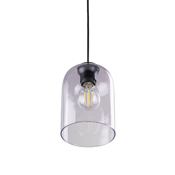 Pendelleuchte Metall Schwarz B:14 cm E27 Glas Lila