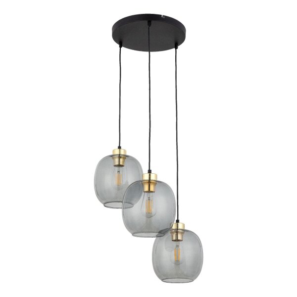 Hängelampe Schwarz zeitlos B:52 cm E27 Glas in Graphit