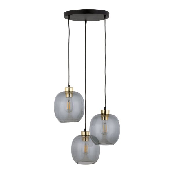 Hängelampe Schwarz zeitlos B:52 cm E27 Glas in Graphit
