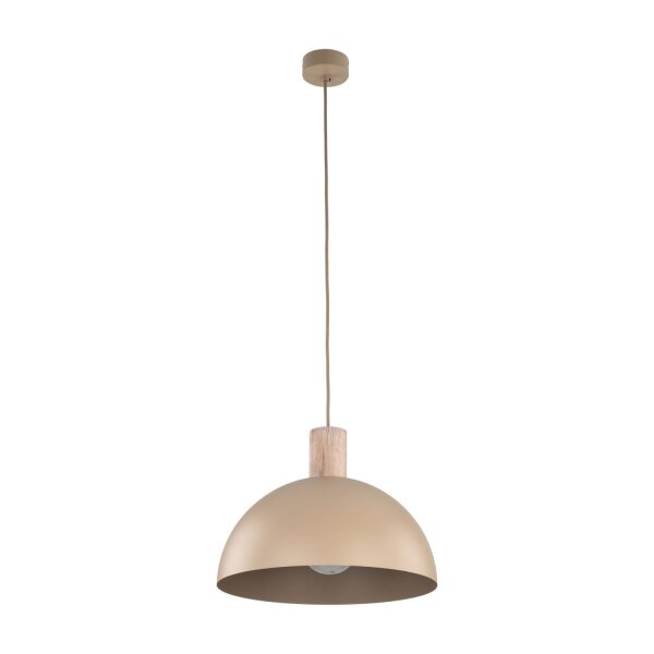 Pendelleuchte Zeitlos Holz Metall Beige B:33,5 cm E27
