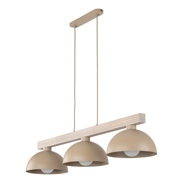Pendelleuchte Beige Holz Metall 118 cm E27 3-flammig