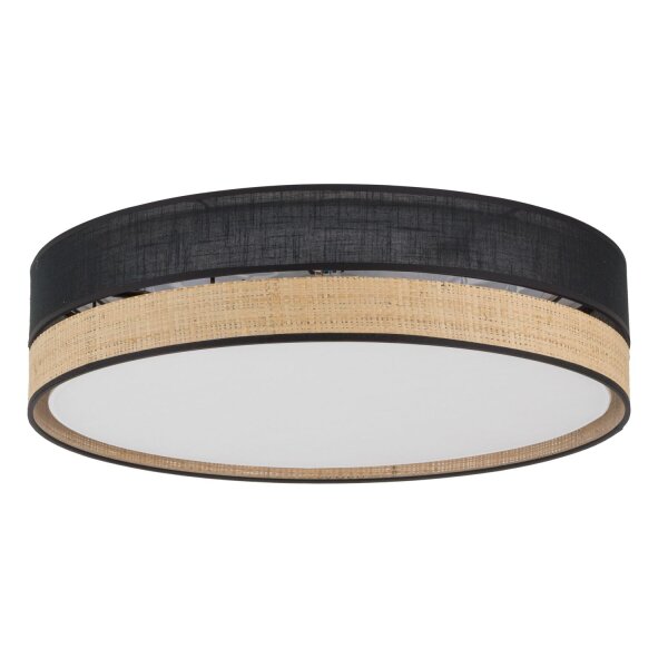 Deckenleuchte Schwarz Natur Stoff 45 cm E27 wohnlich