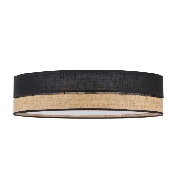 Deckenleuchte Schwarz Natur Stoff 45 cm E27 wohnlich