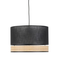 Hängelampe Schwarz Natur Stoff 38 cm E27 wohnlich