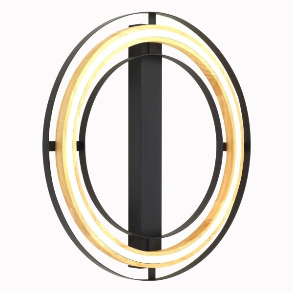 LED Wandleuchte Modern Holz Metall Schwarz B:56,4 cm