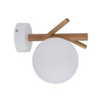 Wandleuchte Holz Glas Weiß G9 B:12,5 cm Skandinavisch