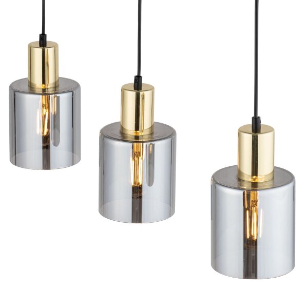 Hängelampe Gold Graphit Glas 3-flammig 73 cm E27