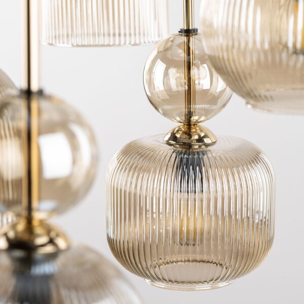 Pendelleuchte 5-flammig B:37 cm E14 Glas in Cognac