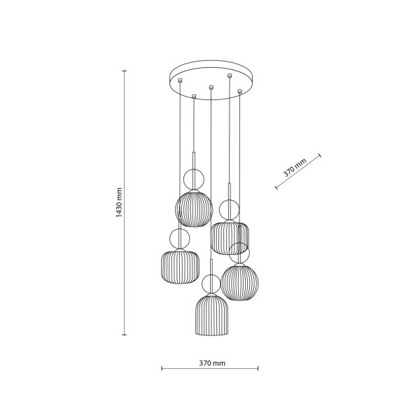 Pendelleuchte 5-flammig B:37 cm E14 Glas in Cognac
