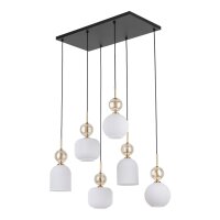 Hängelampe Modern Glas Schwarz Gold Weiß E14...
