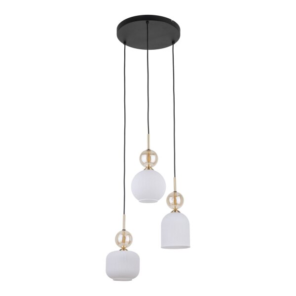 Pendelleuchte Modern Glas Schwarz Gold Weiß E14 B:41 cm