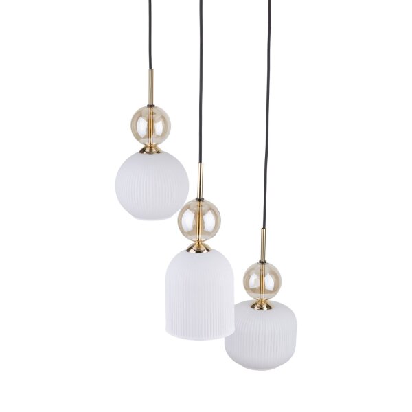 Pendelleuchte Modern Glas Schwarz Gold Weiß E14 B:41 cm