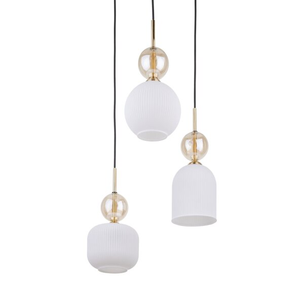 Pendelleuchte Modern Glas Schwarz Gold Weiß E14 B:41 cm