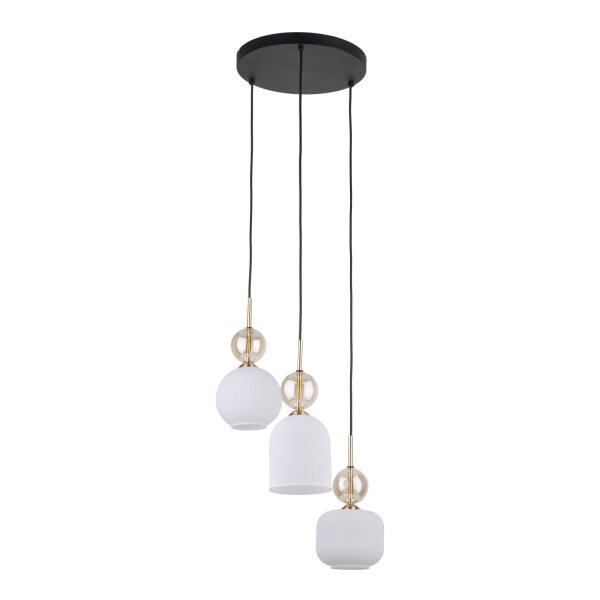 Pendelleuchte Modern Glas Schwarz Gold Weiß E14 B:41 cm