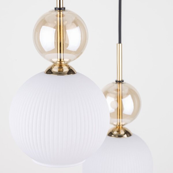 Pendelleuchte Modern Glas Schwarz Gold Weiß E14 B:41 cm