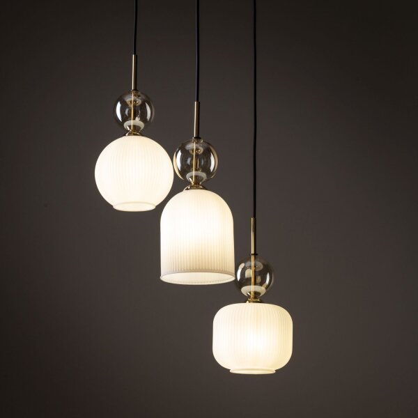 Pendelleuchte Modern Glas Schwarz Gold Weiß E14 B:41 cm