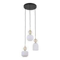 Pendelleuchte Modern Glas Schwarz Gold Weiß E14...