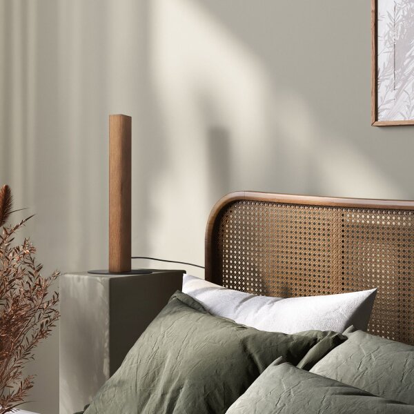LED Tischleuchte Holz Schwarz 41,5 cm 3000 K Nuss