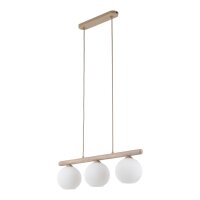 Pendelleuchte Beige 3-flmg65 cm Metall E14 Glas Wei&szlig;