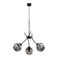 Hängelampe Metall Schwarz B:48 cm E27 Glas in Graphit