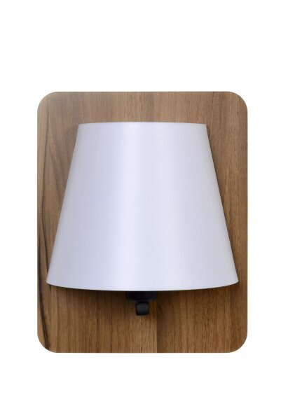 Wandlampe Holz Skandinavisch E14 H:25 cm Natur Opalweiß