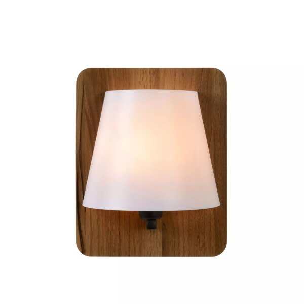 Wandlampe Holz Skandinavisch E14 H:25 cm Natur Opalweiß