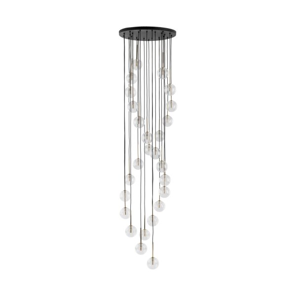 Pendelleuchte Schwarz stilvoll 62 cm Glas G9 XXL Stahl