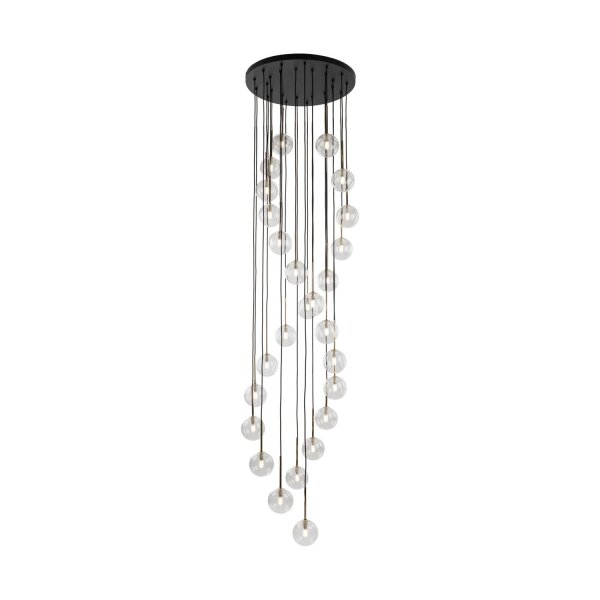 Pendelleuchte Schwarz stilvoll 62 cm Glas G9 XXL Stahl