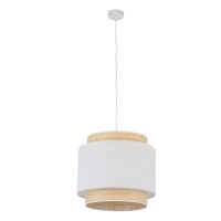Pendelleuchte elegant Stoff Wei&szlig; B:38 cm E27 blendarm