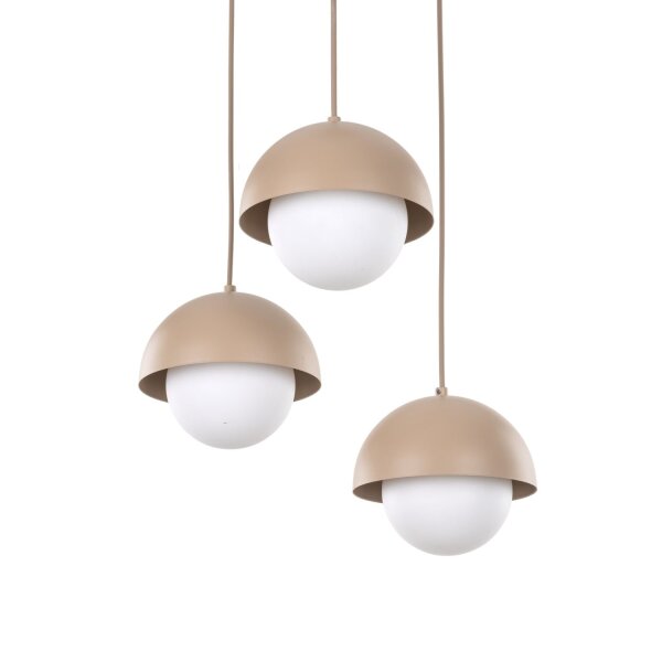 Pendelleuchte Beige Stahl Glas B:31,5 cm G9 3-flammig