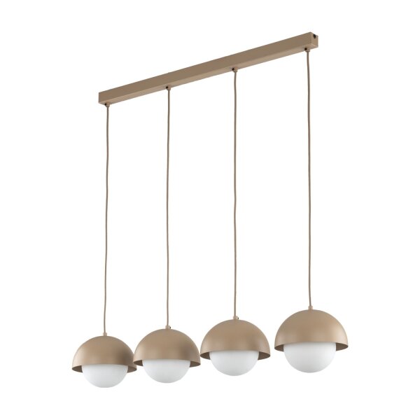 Pendelleuchte zeitlos Glas Beige 83 cm G9 Stahl Weiß