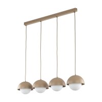 Pendelleuchte zeitlos Glas Beige 83 cm G9 Stahl Weiß