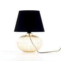 Tischlampe Glas Braun E27 40 cm zeitlos Stoff Bernstein