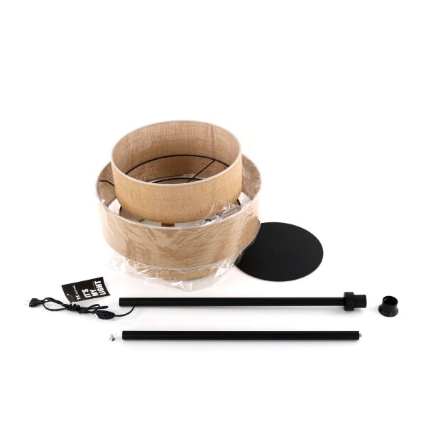 Stehleuchte Schwarz gemütlich 15,5 cm E27 Stahl Jute