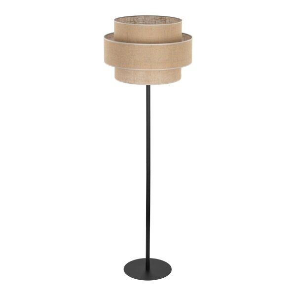 Stehleuchte Schwarz gemütlich 15,5 cm E27 Stahl Jute