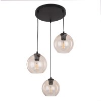Pendelleuchte Glas stilvoll B:50 cm Schwarz E27 Stahl