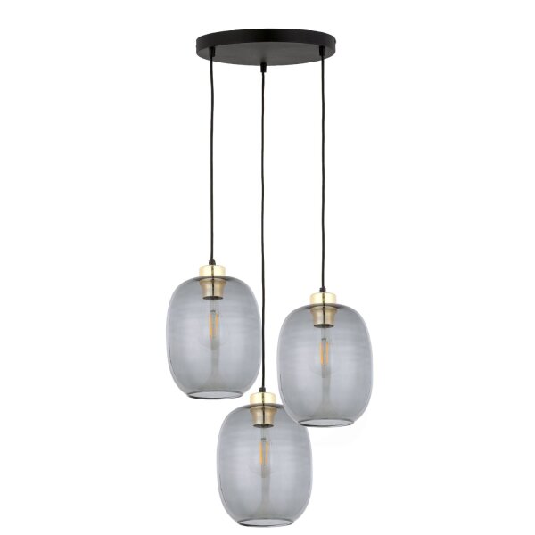 Pendelleuchte stilvoll Glas Schwarz B:52 cm E27 Stahl