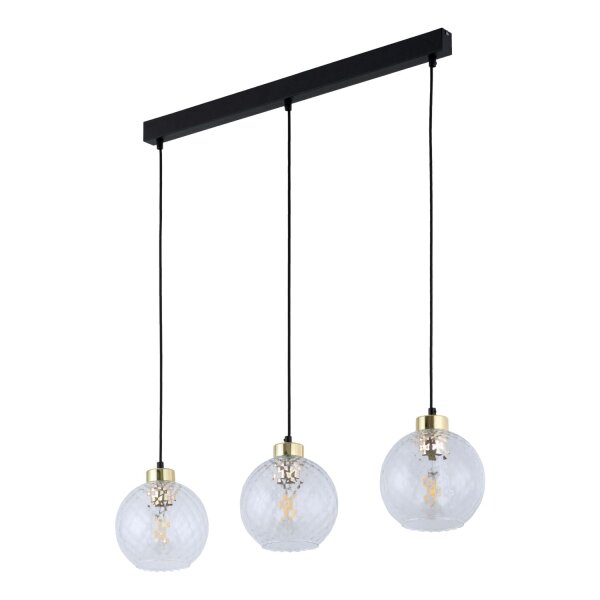 Pendellampe Glas modern 82 cm Transparent E27 Schwarz