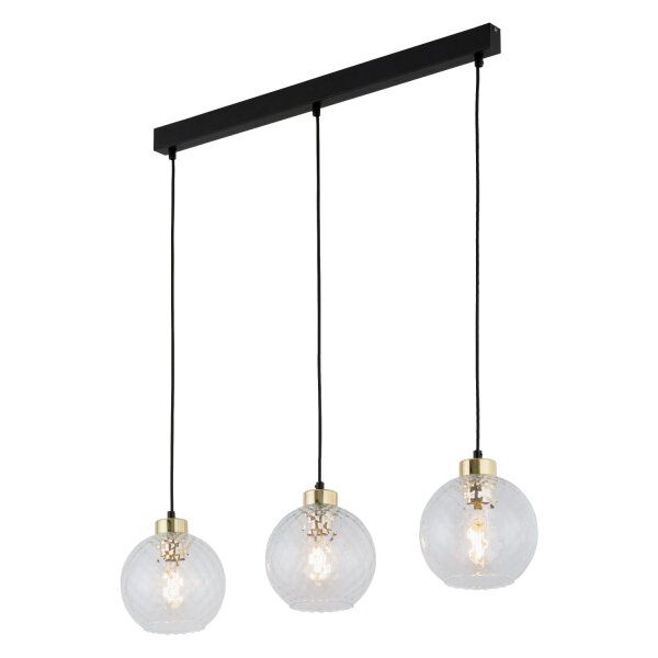 Pendellampe Glas modern 82 cm Transparent E27 Schwarz
