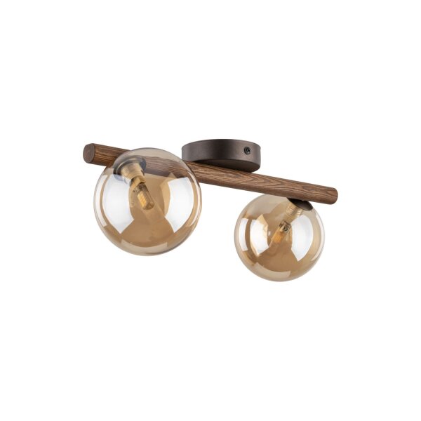 Deckenleuchte Holz Braun G9 42 cm stilvoll Glas modern
